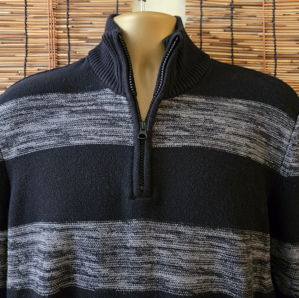 American Rag Striped Quarter Zip Sweater Size M